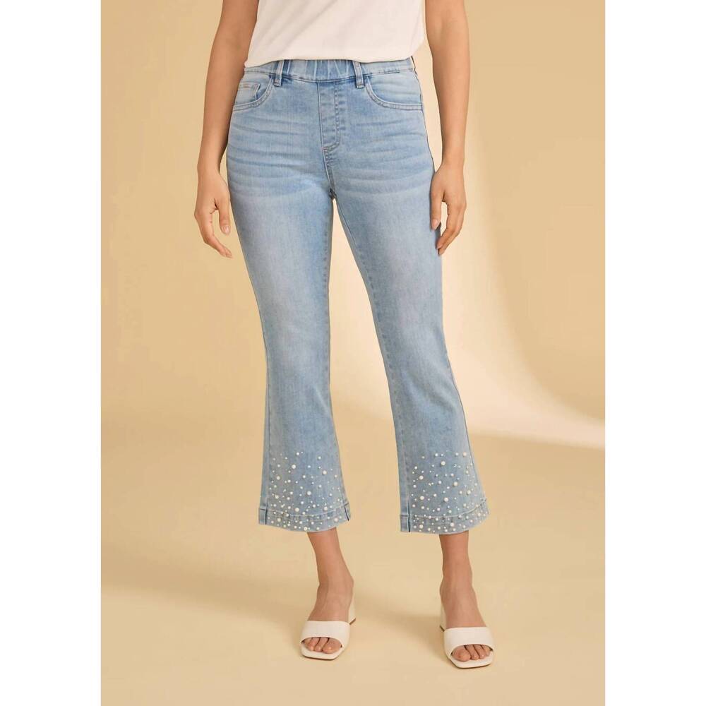 NEW FDJ pull-on boot crop denim jeans in medium blue